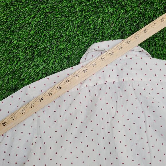 Vintage 90s Pelham Button Shirt M/L 15 21x30 Polka-Dot - Picture 6 of 10